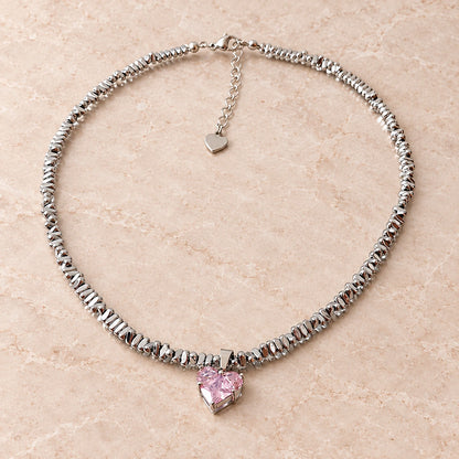 Radiant Love Crystal Necklace rose heart studio photo