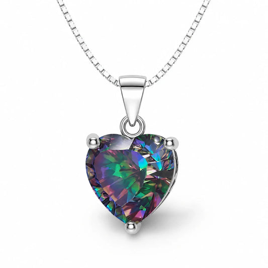 Rainbow Heart Topaz Necklace studio product photo