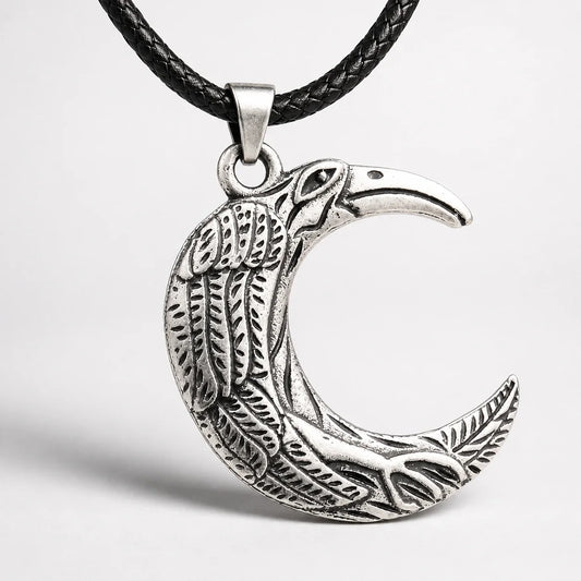 Raven Crescent Moon Necklace studio product photo