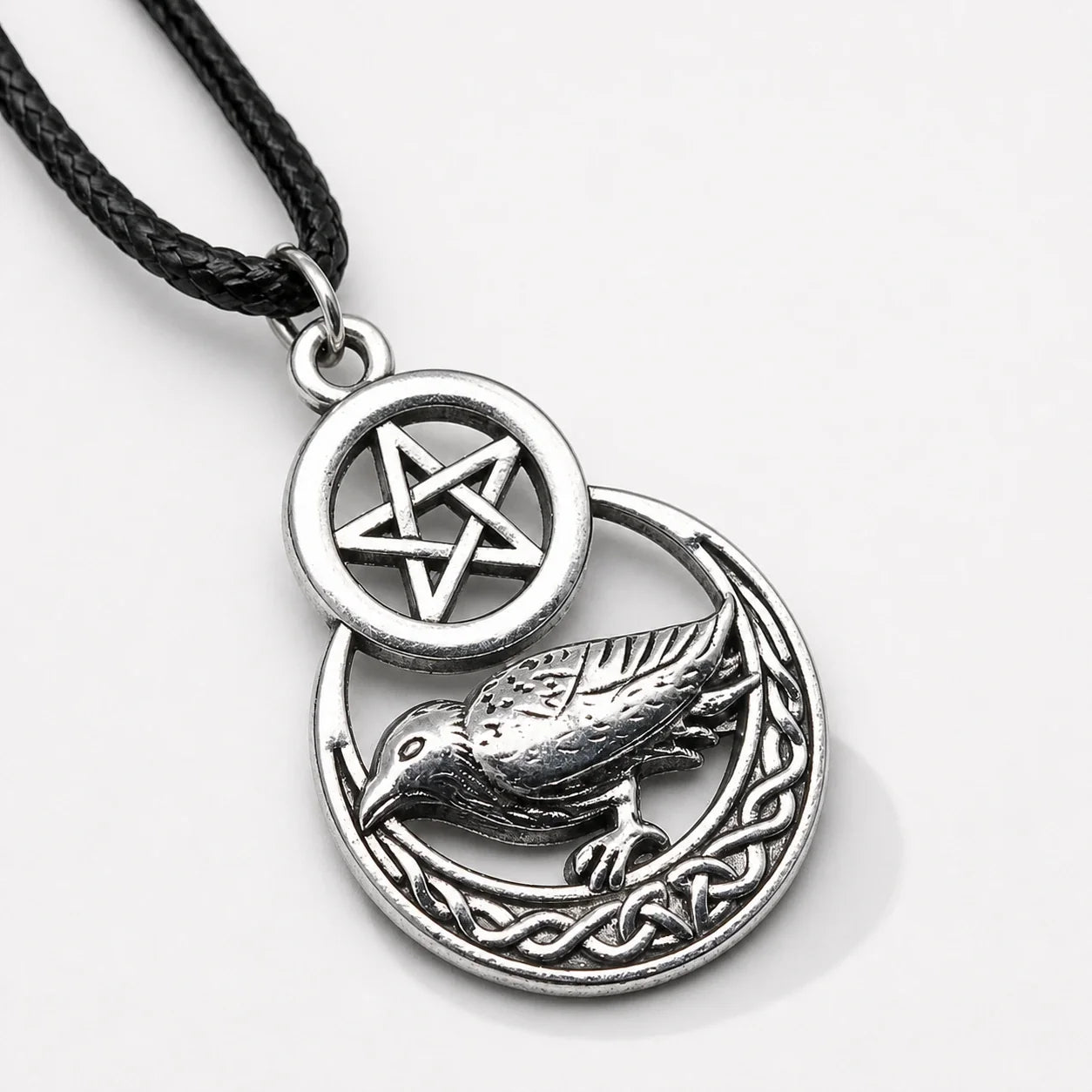 Raven Moon Pentacle Necklace studio product photo