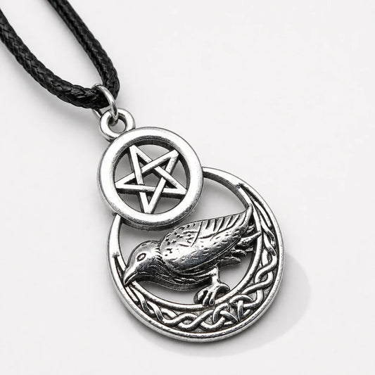 Raven Moon Pentacle Necklace studio product photo