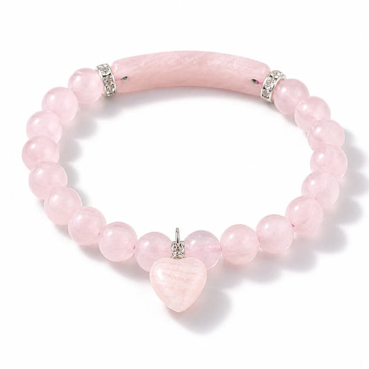 Rose Quartz Heart Bracelet studio product photo