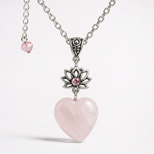 Rose Quartz Heart Healing Necklace studio product photo