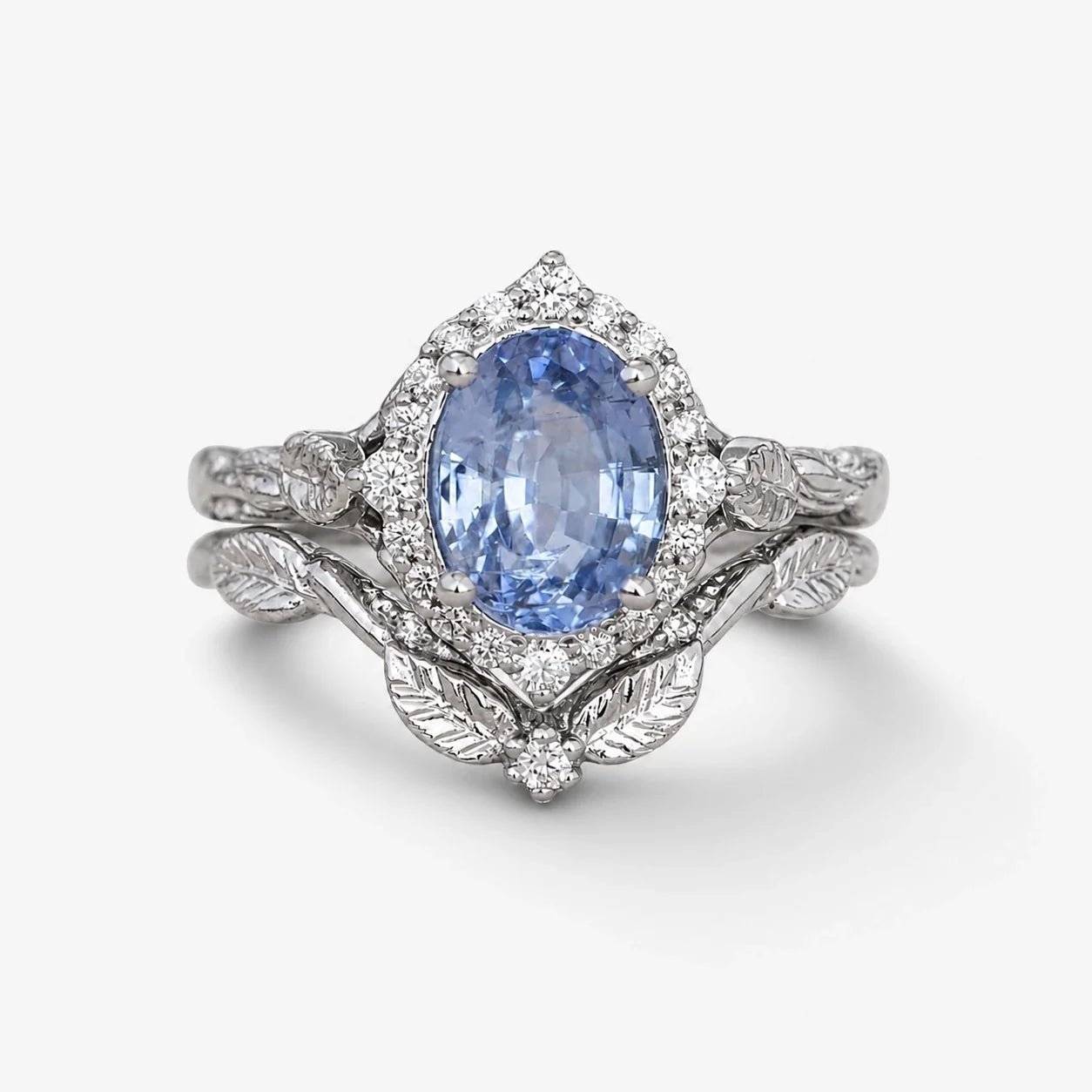 Sapphire Vow Ring Set studio product photo
