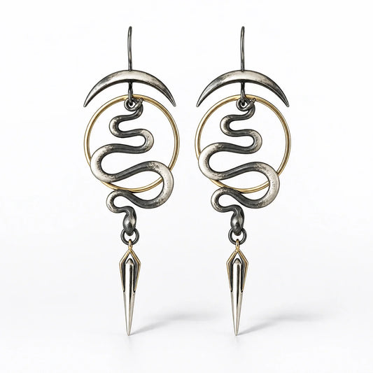 Serpent Crescent Dagger Earrings studio product photo