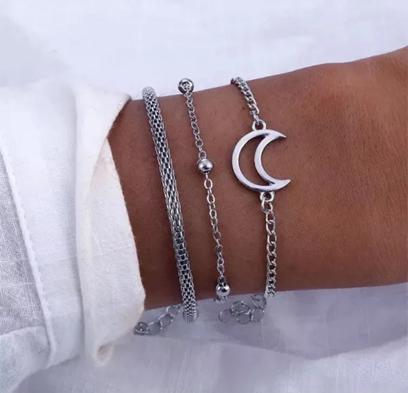 Celestial Crescent Bracelet Set