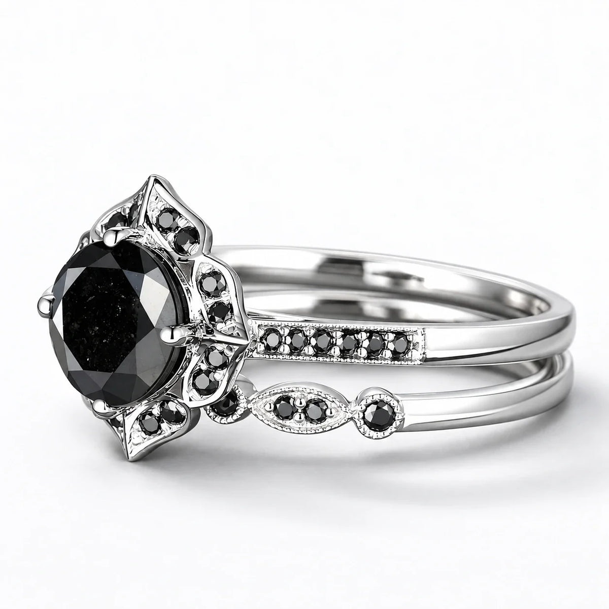 Shadow Bloom Ring Set studio product photo