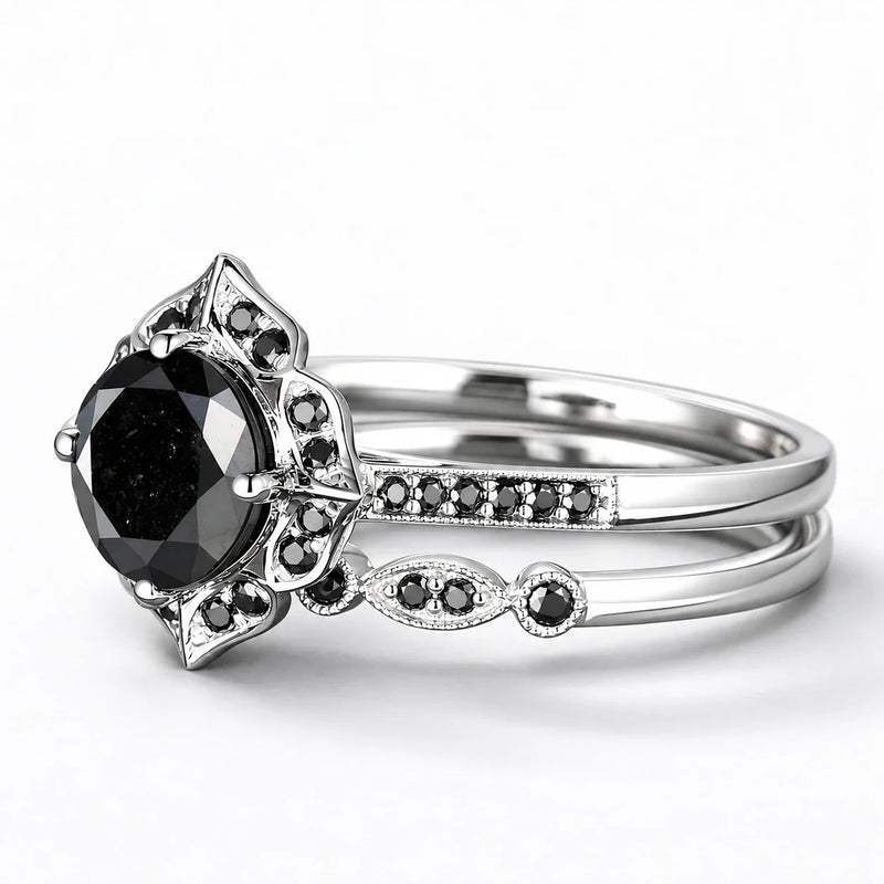 Shadow Bloom Ring Set
