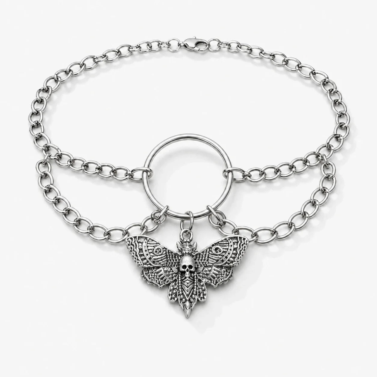 Skull Moth Rebirth Necklace studio product photo