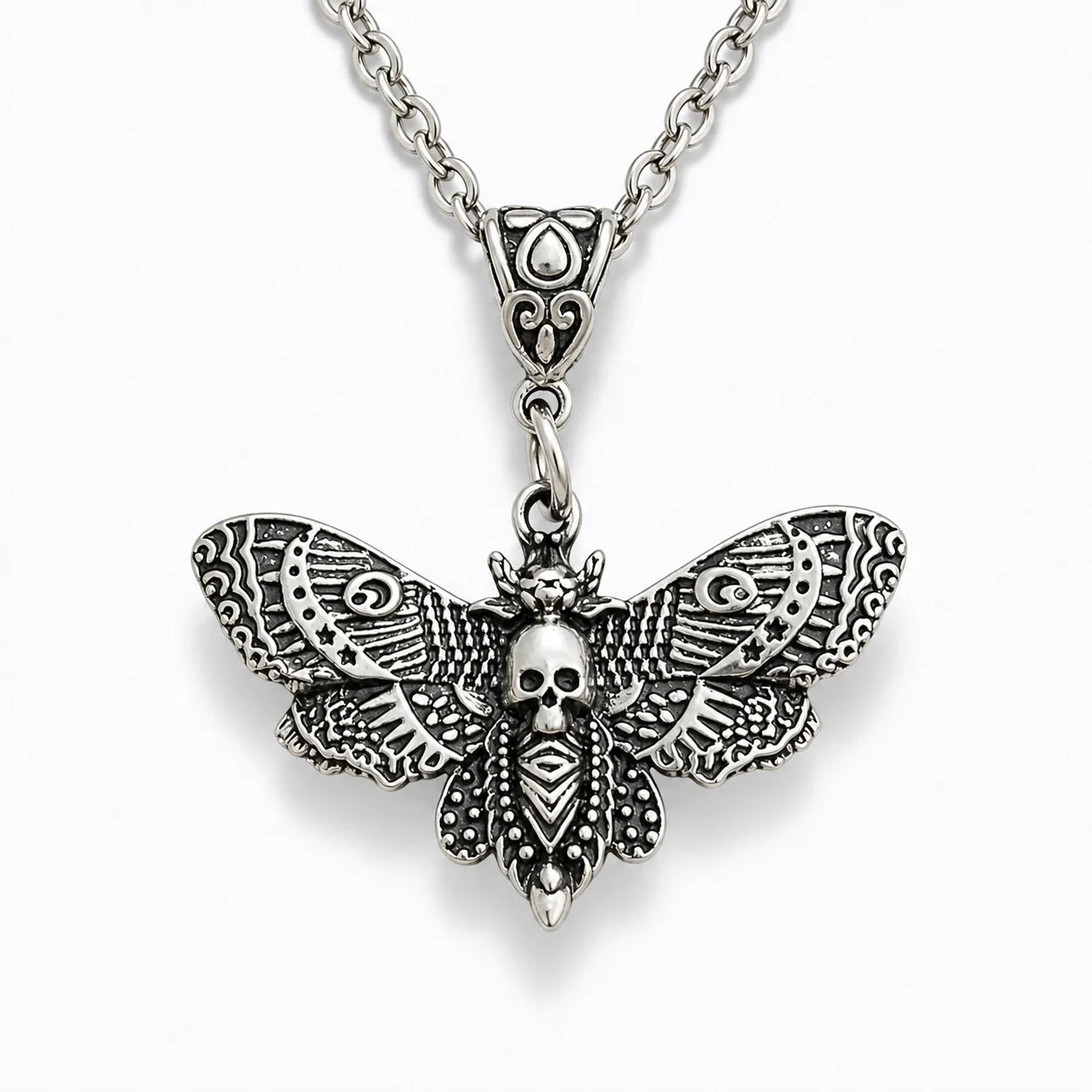 Skull Moth Transformation Necklace studio product photo