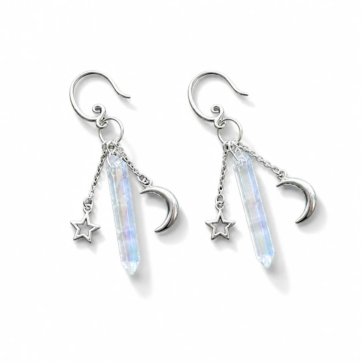 Starlit Crescent Crystal Earrings studio product photo