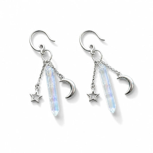 Starlit Crescent Crystal Earrings studio product photo