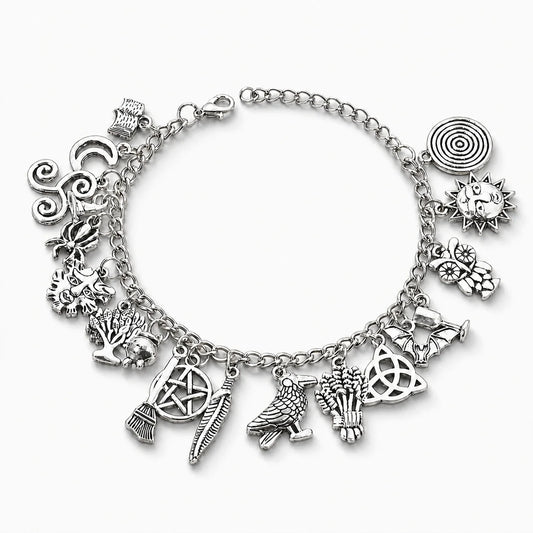 Sun Moon Pentacle Rune Bracelet studio product photo