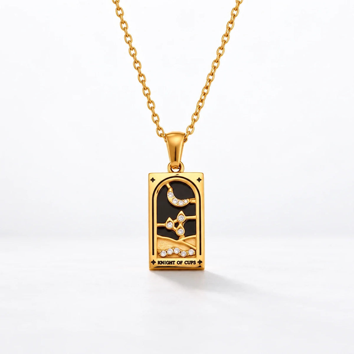 Tarot Crystal Necklace — Knight of the grail variant, studio image