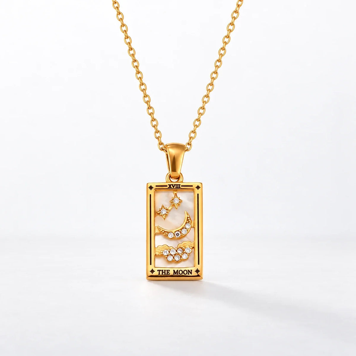 Tarot Crystal Necklace — Moon variant, studio image