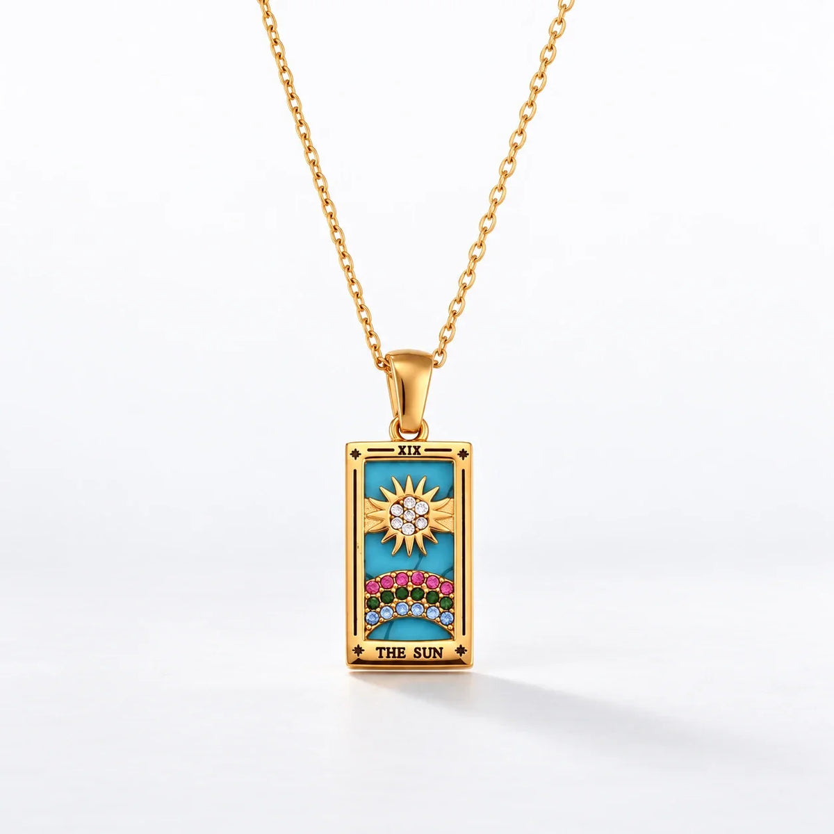 Tarot Crystal Necklace — Sun variant, studio image