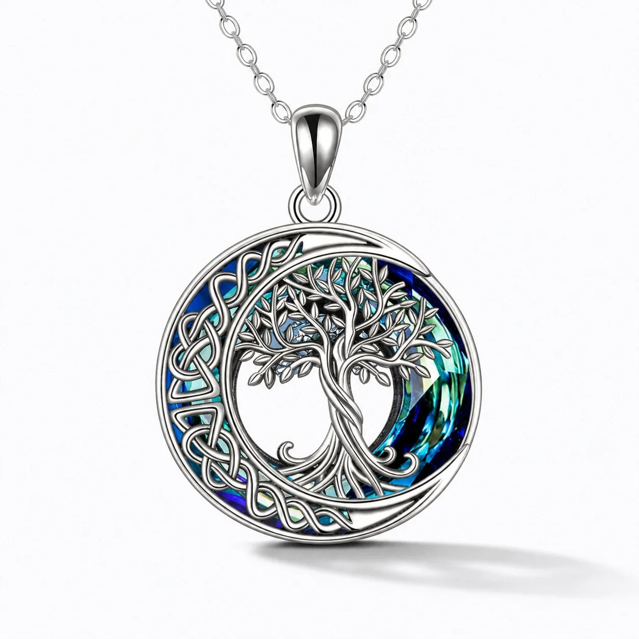 Tree of Life Moon Necklace studio product photo