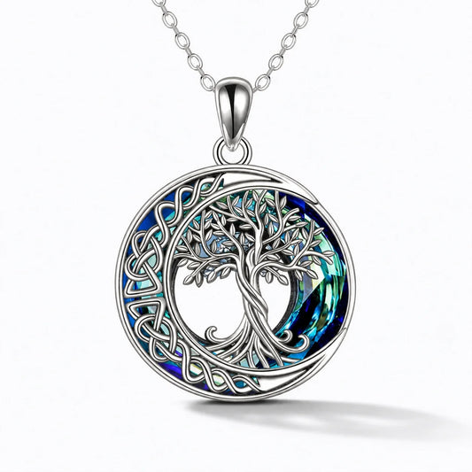 Tree of Life Moon Necklace studio product photo
