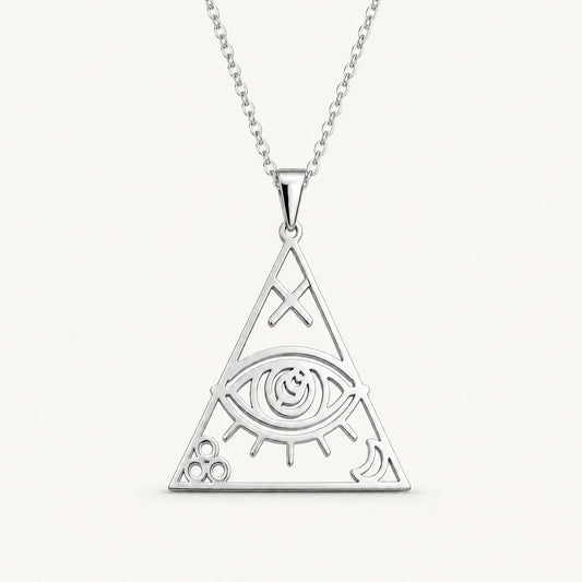 Triangle Evil Eye Protection Necklace studio product photo