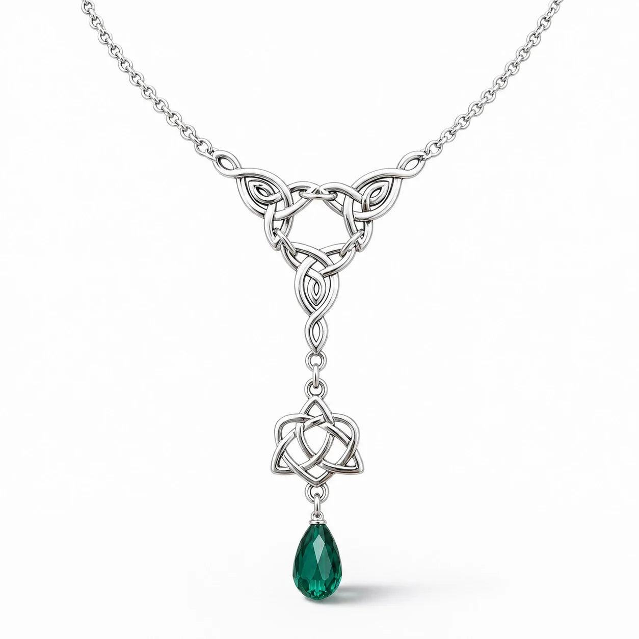 Trinity Knot Crystal Drop Necklace studio product photo