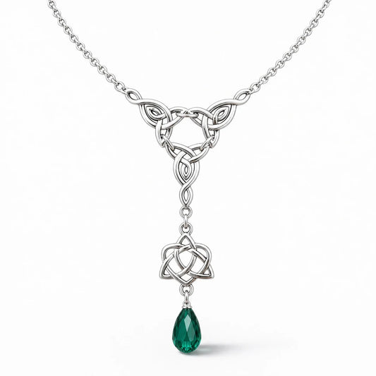 Trinity Knot Crystal Drop Necklace studio product photo