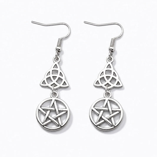 Trinity Pentacle Protection Earrings studio product photo
