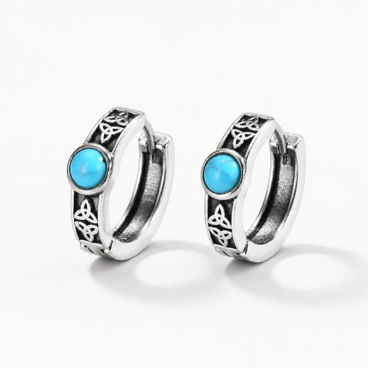 Trinity Turquoise Hoop Earrings studio product photo