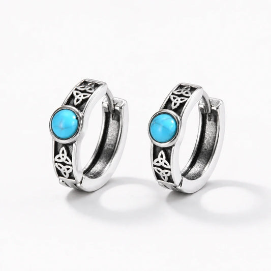 Trinity Turquoise Hoop Earrings studio product photo