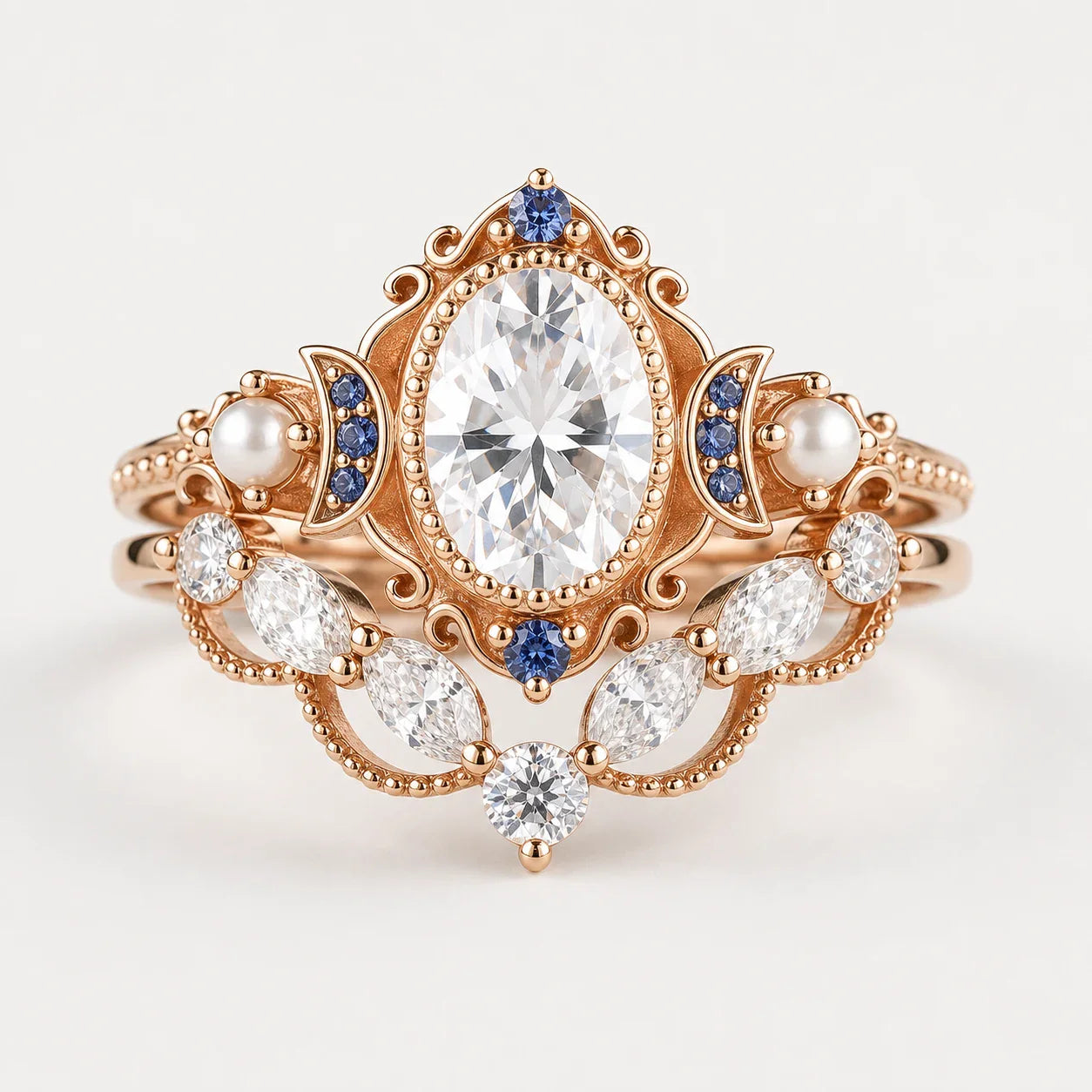 Triple Goddess Crown Ring Set studio product photo