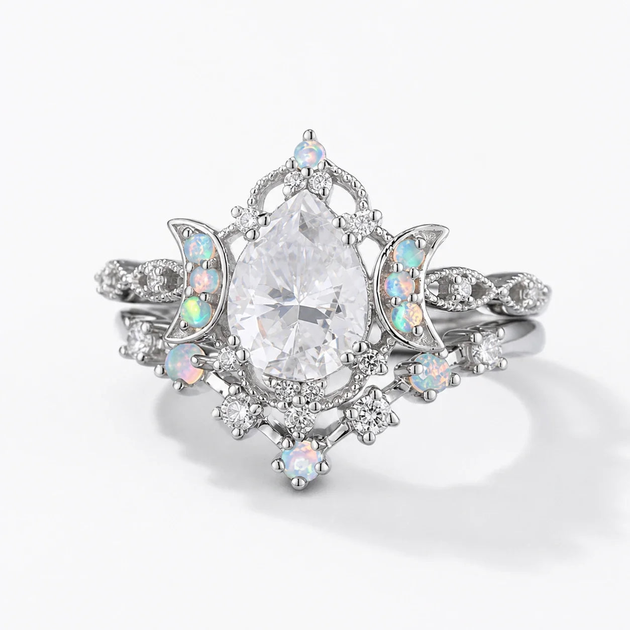 Triple Goddess Crystal Ring Set studio product photo