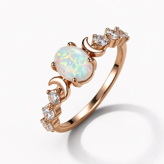 Triple Moon Opal Goddess Ring studio product photo