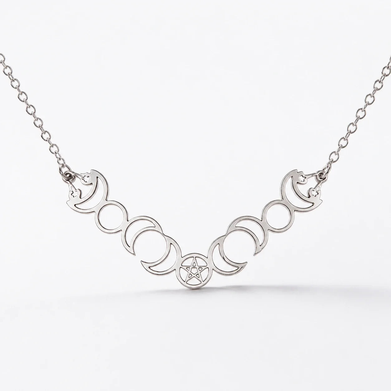 Triple Moon Pentacle Necklace studio product photo