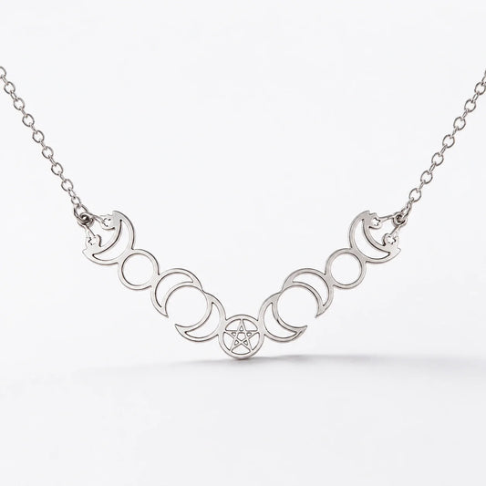 Triple Moon Pentacle Necklace studio product photo