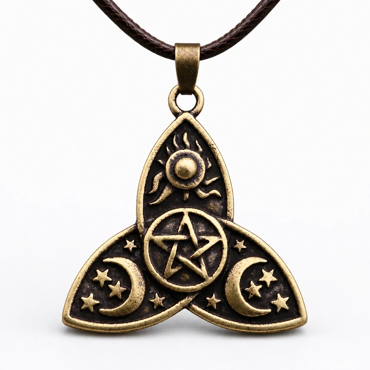 Triple Moon Pentacle Protection Necklace studio product photo