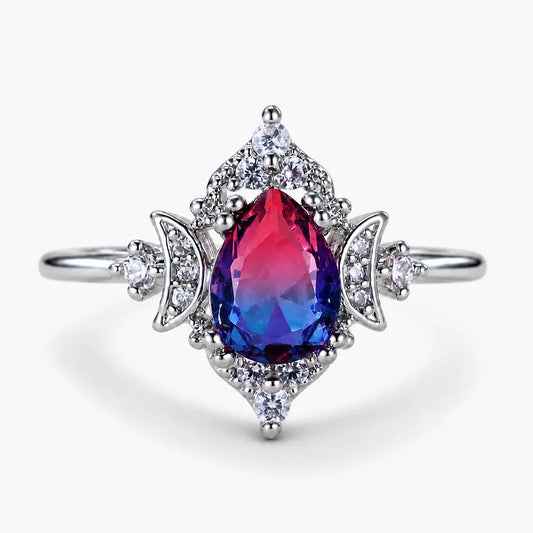 Triple Moon Tourmaline Goddess Ring studio product photo
