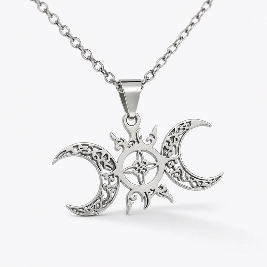 Triple Moon Witches Knot Necklace studio product photo
