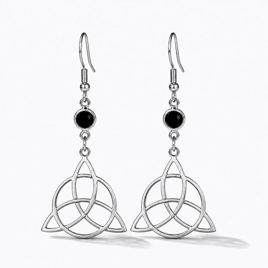 Triquetra Balance Drop Earrings studio product photo