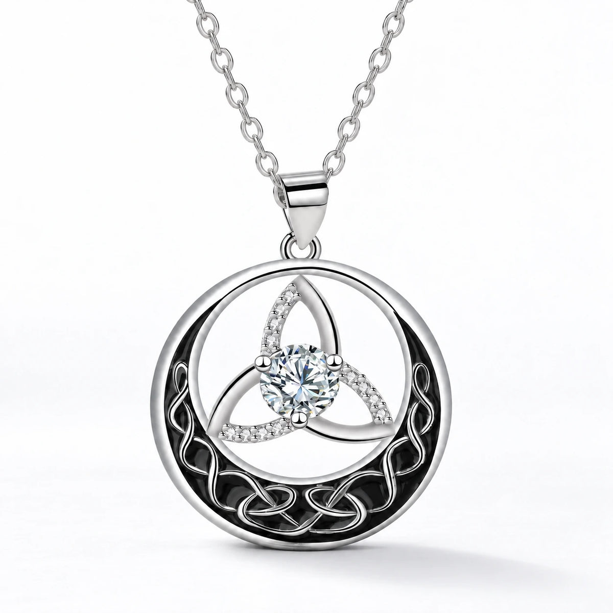 Triquetra Crystal Balance Necklace studio product photo