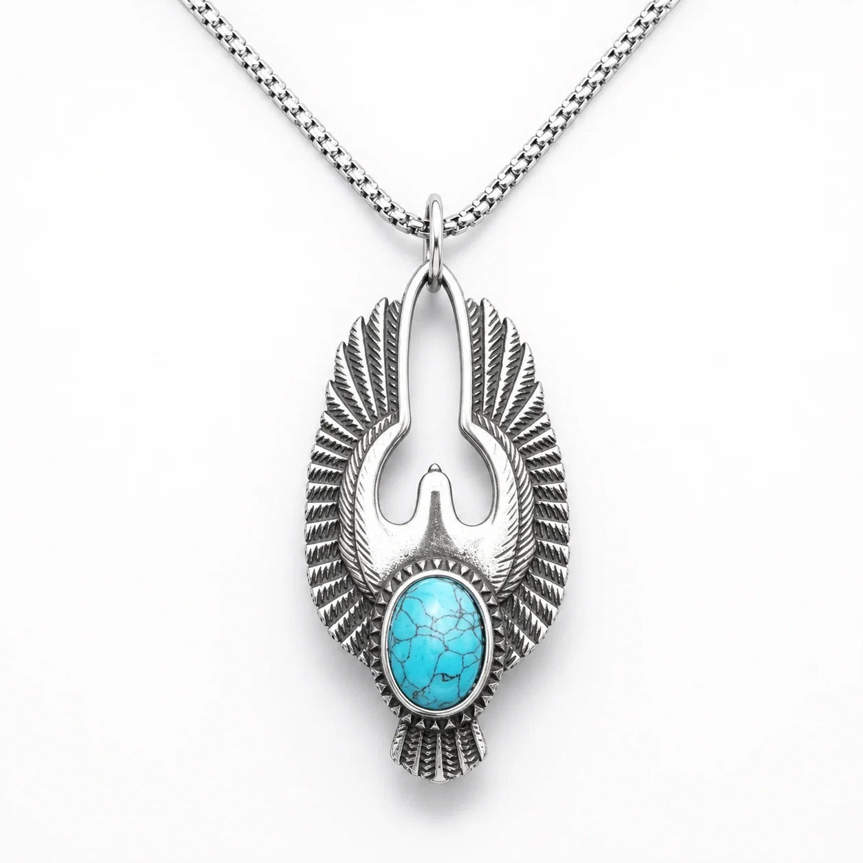 Turquoise Phoenix Rise Necklace studio product photo