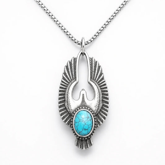 Turquoise Phoenix Rise Necklace studio product photo