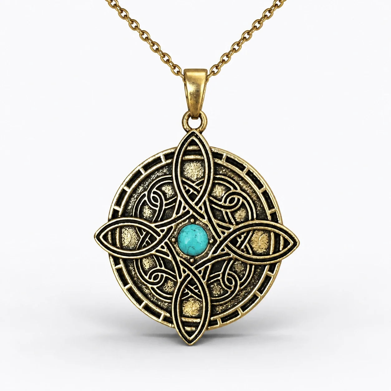 Turquoise Witches Knot Necklace studio product photo