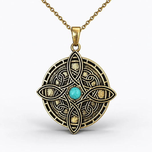 Turquoise Witches Knot Necklace studio product photo