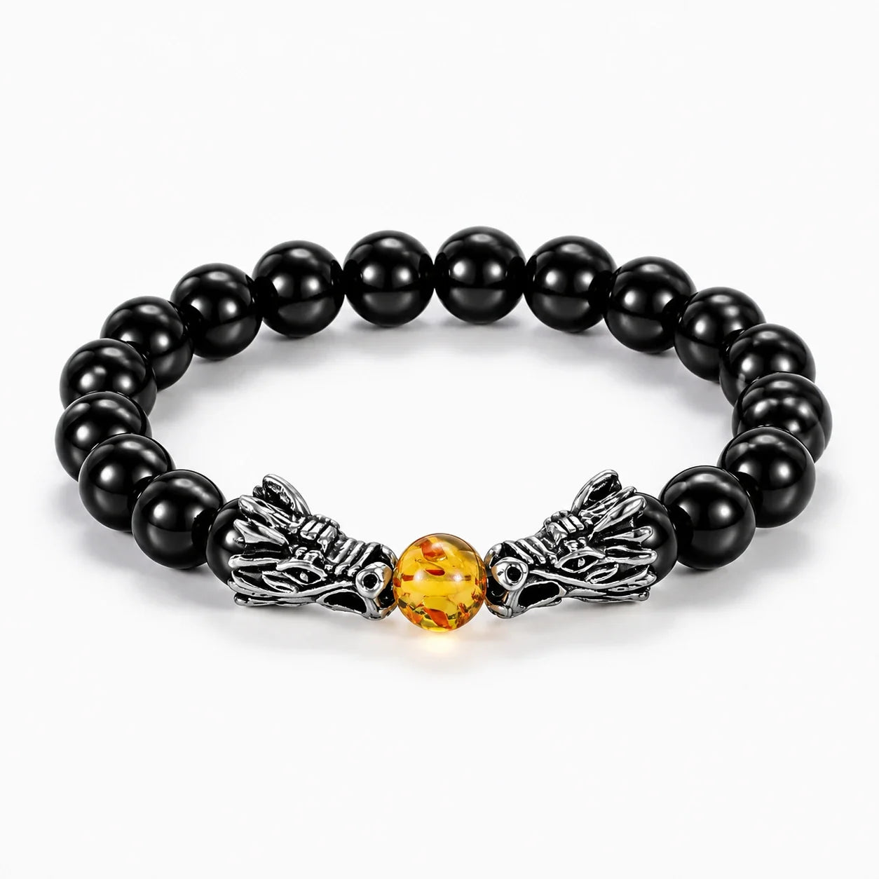 Twin Dragon Obsidian Bracelet studio product photo