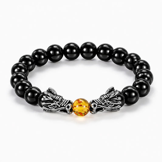 Twin Dragon Obsidian Bracelet studio product photo