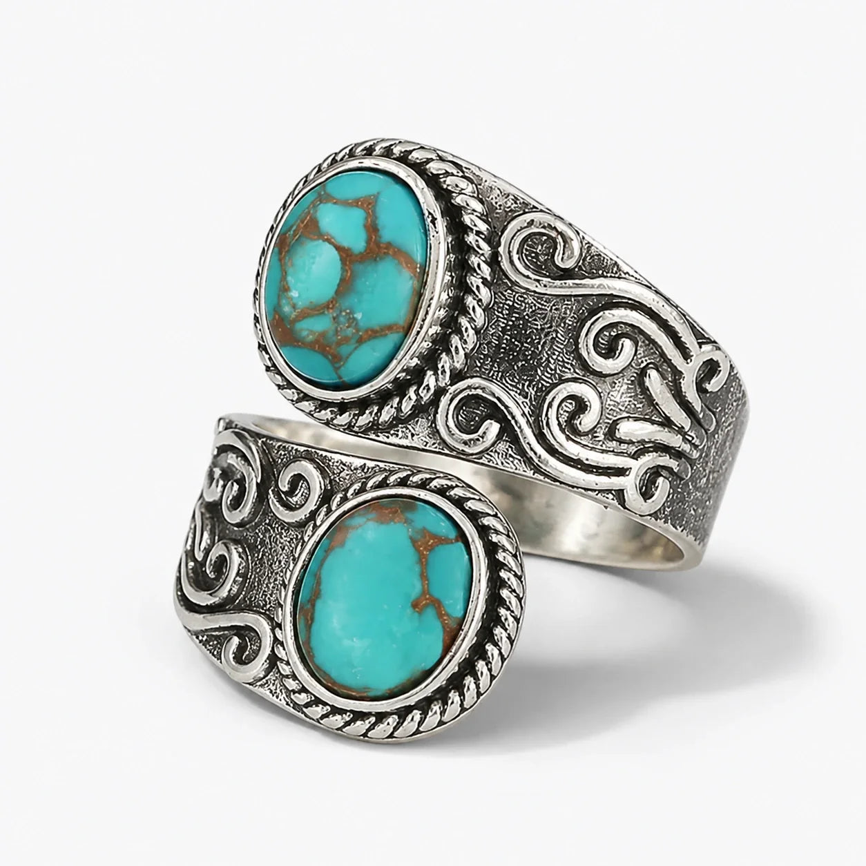 Twin Turquoise Spirit Ring studio product photo