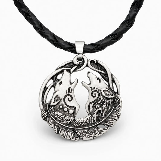 Twin Wolf Spirit Necklace studio product photo