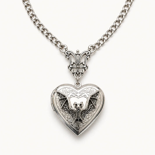 Vampire Heart Locket Necklace studio product photo