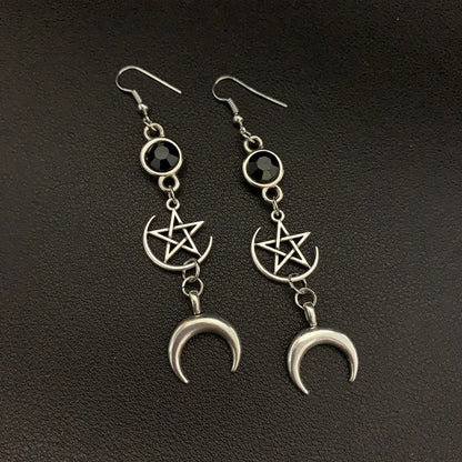 MYSTICAL PENTACLE AMULET DROP EARRINGS