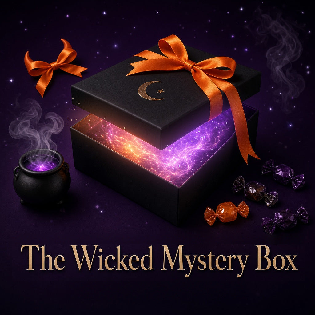 The Wicked Mystery Box: a black gift box glowing with purple magic