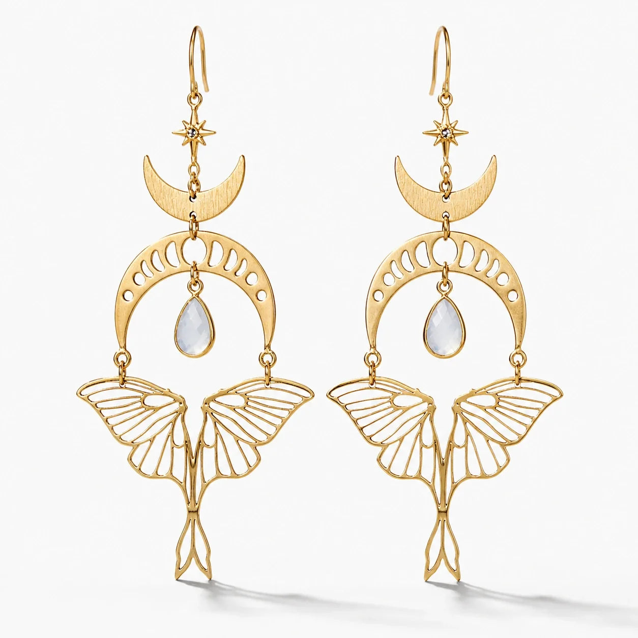 Winged Crystal Light Earrings studio product photo